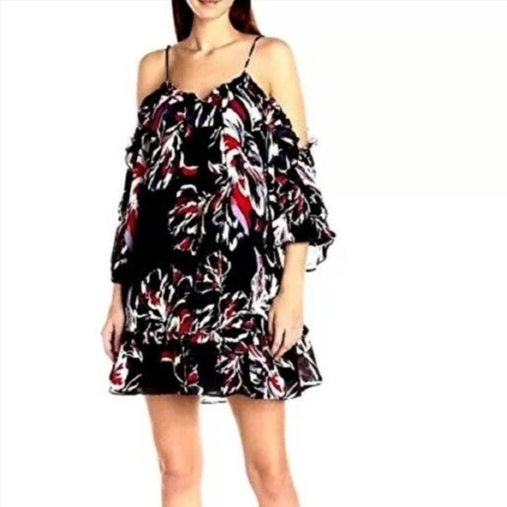 Parker Aidrian Silk Dress in Multi Black Waterlily Combo Size Small NWOT